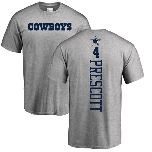 Men Dallas Cowboys Ash Dak Prescott Backer #4 Nike NFL T Shirt->youth nfl jersey->Youth Jersey